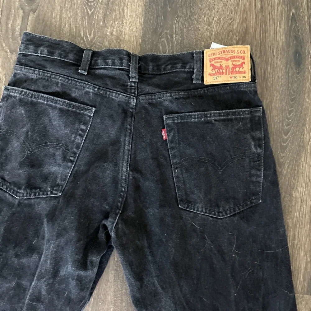 Levi's Mens 36x36 Black 517 Bootcut Jeans Faded Denim Western Cowboy Biker